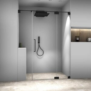 Palme Duschabtrennung Avito Zero Dusche Duschkabine Bad Badezimmer Pendeltuer Zwei Fixteile Schwarz Nische Ausschnitt 300×300