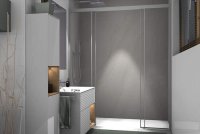PIANA X-FREE Schiebetür 4-teilig mit Re-Cover “Bourgogne-Weiß”, geöffnet