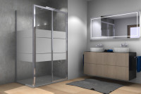 DRIVE 1.0 2-part sliding door with side panel, partial frosting glass, cenit-chrome