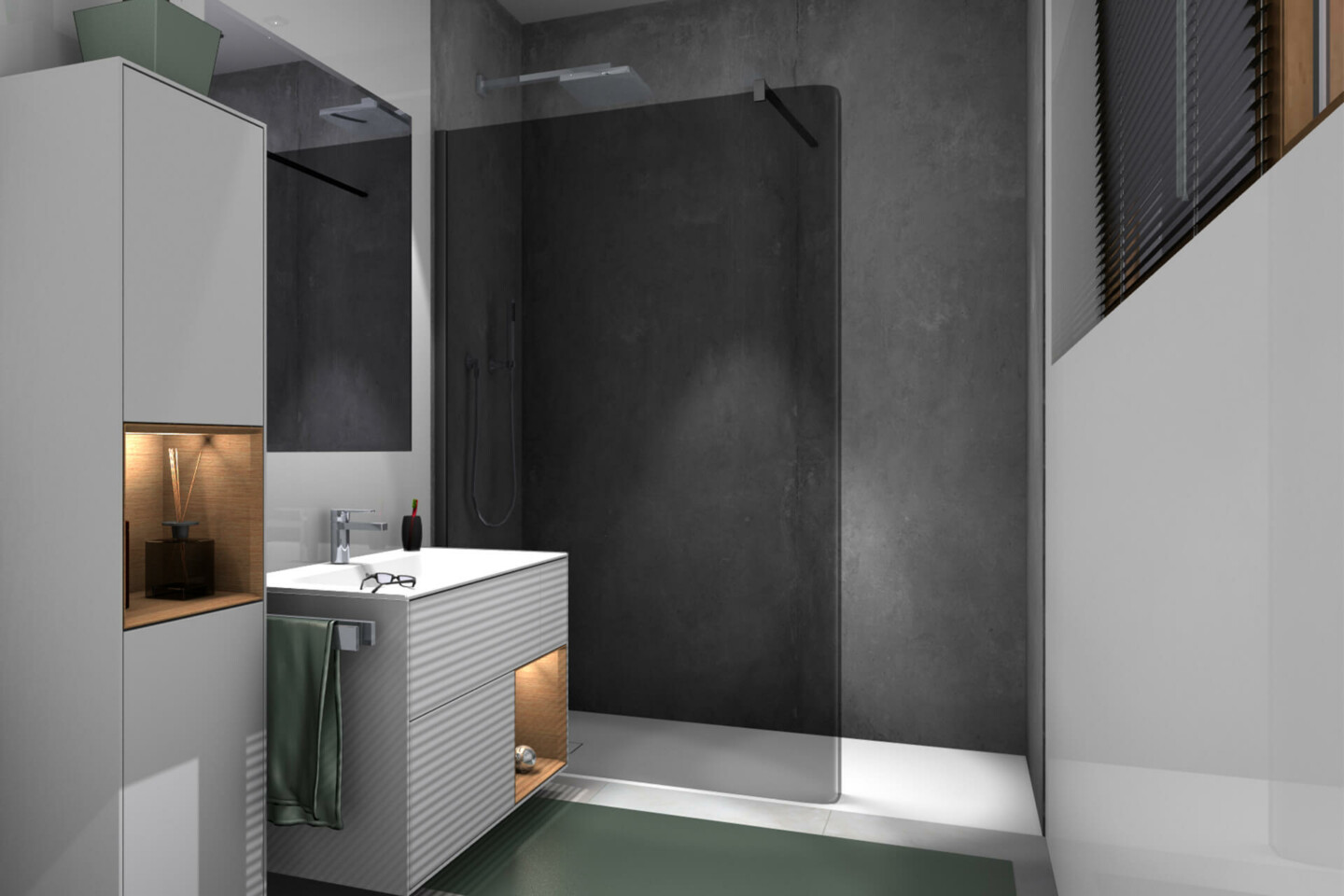 WALK-IN APREJO Trennwand Grau getoent