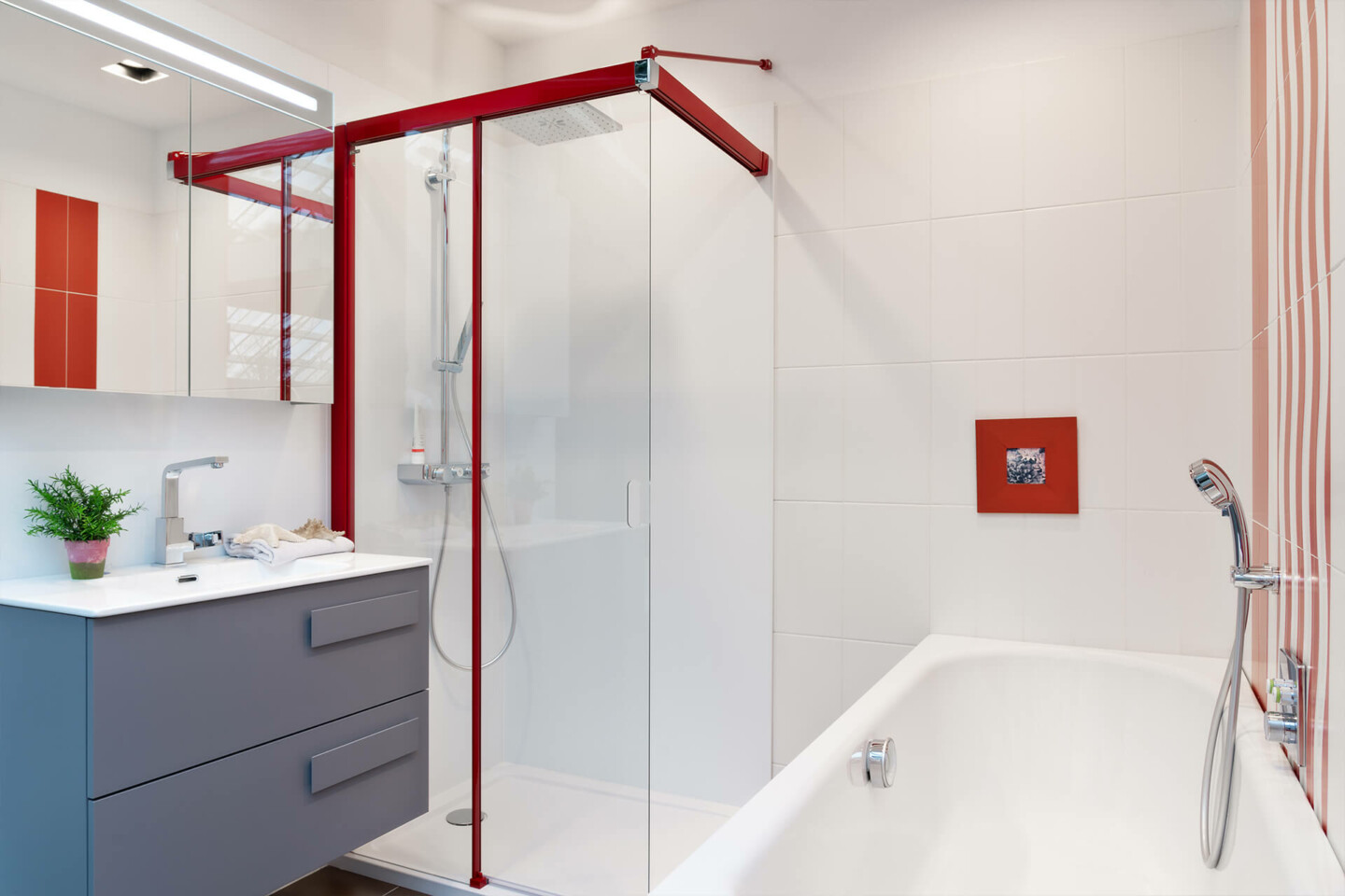 WALK-IN PIANA X-FREE Schiebetür 2-teilig in Rubinrot